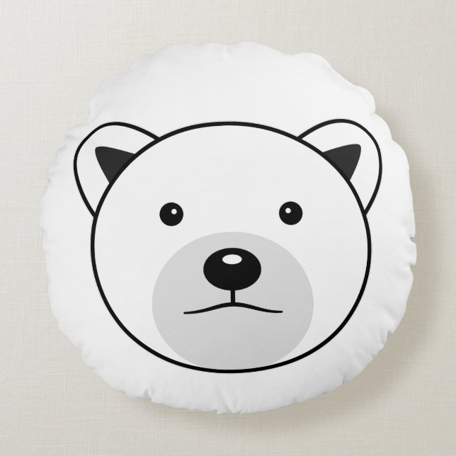 Niedlicher Cartoon Polar Bear Rundes Kissen (Vorderseite)