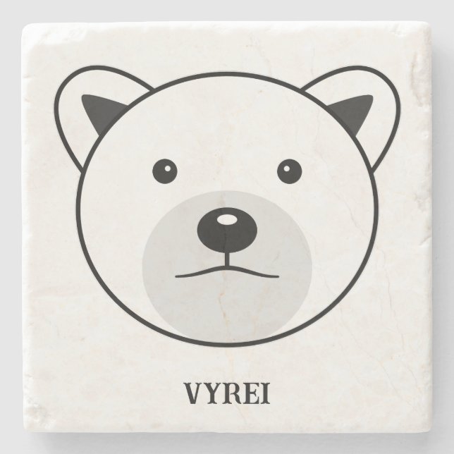 Niedlicher Cartoon Polar Bear Steinuntersetzer (Vorderseite)