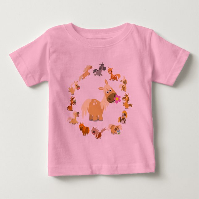 Niedlicher Cartoon Ponies Mandala Baby T - Shirt (Vorderseite)