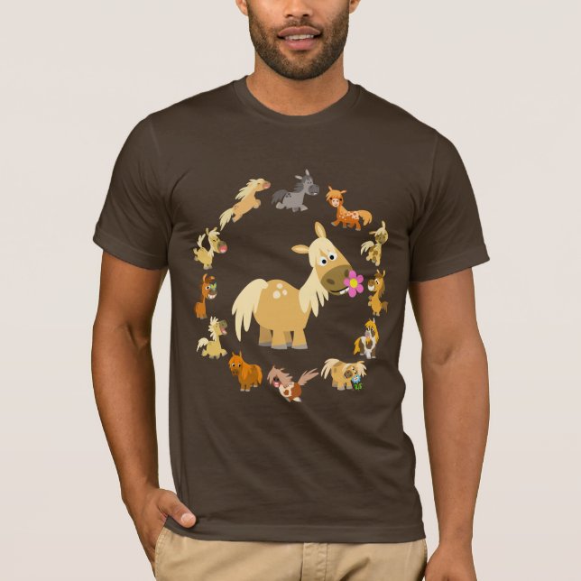 Niedlicher Cartoon Ponies Mandala T - Shirt (Vorderseite)