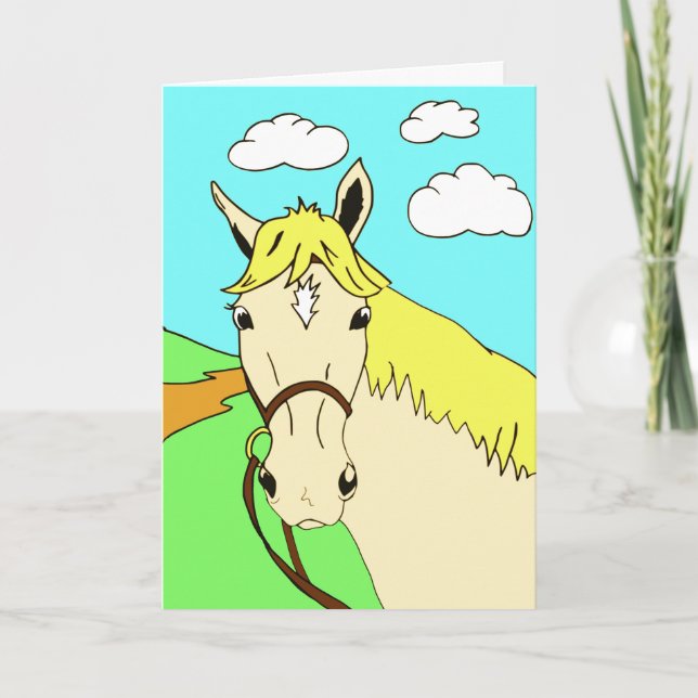 Niedlicher Cartoon Pony Birthday Karte (Vorderseite)