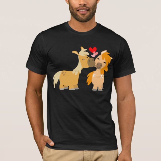 Niedlicher Cartoon Ponys in der Liebe T - Shirt (Vorderseite)