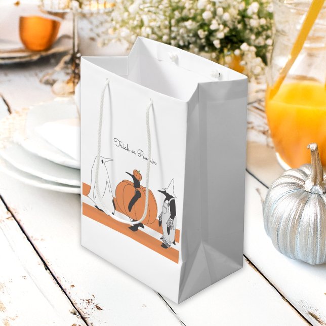 Niedlicher Cartoon Pumpkin Penguin Funny Halloween Mittlere Geschenktüte (Von Creator hochgeladen)