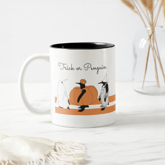 Niedlicher Cartoon Pumpkin Penguin Funny Halloween Zweifarbige Tasse