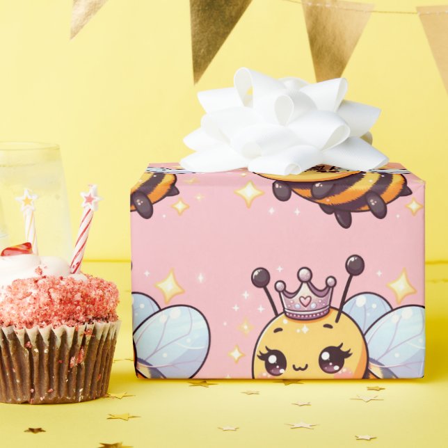 Niedlicher Cartoon Queen Bee Geschenkpapier (Geburtstagsparty)