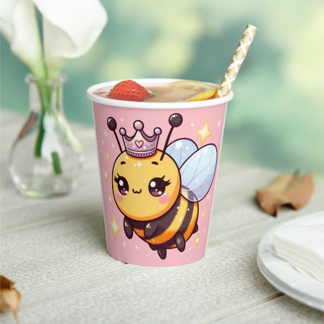 Niedlicher Cartoon Queen Bee Pappbecher (In Situ)