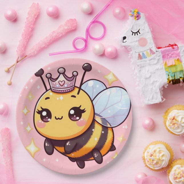 Niedlicher Cartoon Queen Bee Pappteller (Party)