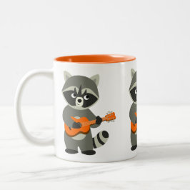 Niedlicher Cartoon Raccoon Gitarre spielen Zweifarbige Tasse