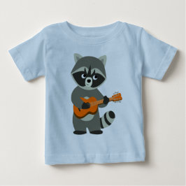 Niedlicher Cartoon Raccoon Playing Guitar Baby T - Baby T-shirt