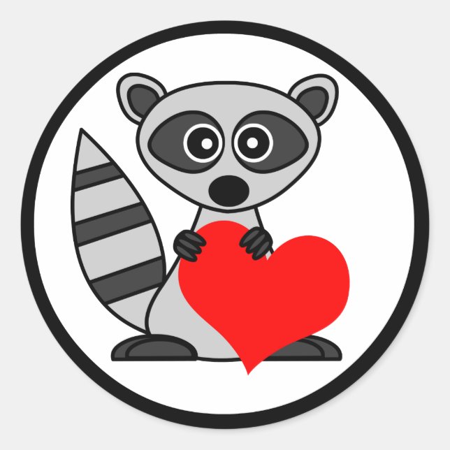 Niedlicher Cartoon Raccoon Runder Aufkleber (Vorderseite)