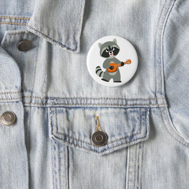 Niedlicher Cartoon Raccoon Spielen Banjo Button (Beispiel)