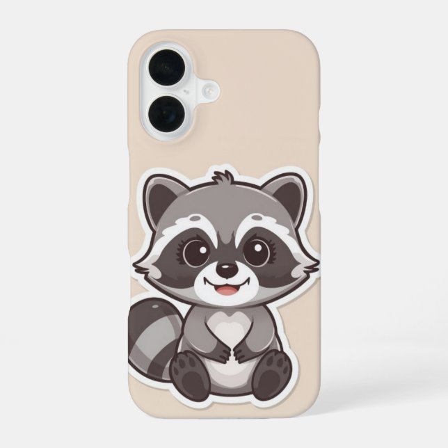 Niedlicher Cartoon Raccoon TelefonCase iPhone 16 Hülle (Rückseite)