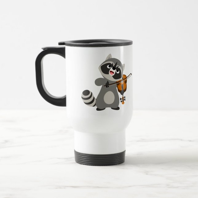 Niedlicher Cartoon Raccoon Violine Tasse (Links)