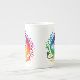 Niedlicher Cartoon Rainbow White Lion Prozellantasse