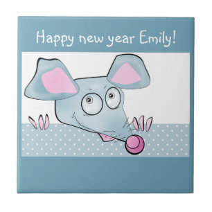 Niedlicher Cartoon Ratte Maus Neujahr 2020 Symbol Fliese
