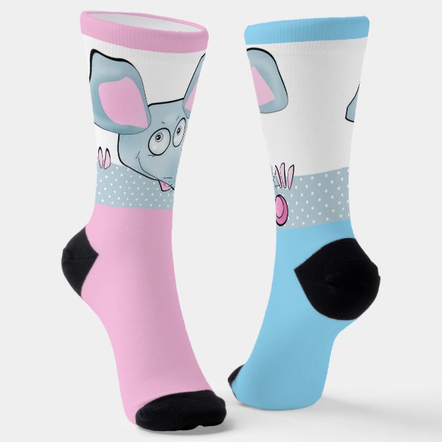 Niedlicher Cartoon Ratte Maus Neujahr 2020 Symbol Socken (Gewinkelt)