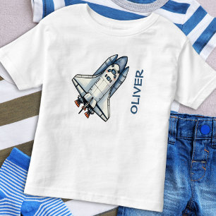 Niedlicher Cartoon Raumschiff Personalisiert Kleinkind T-shirt