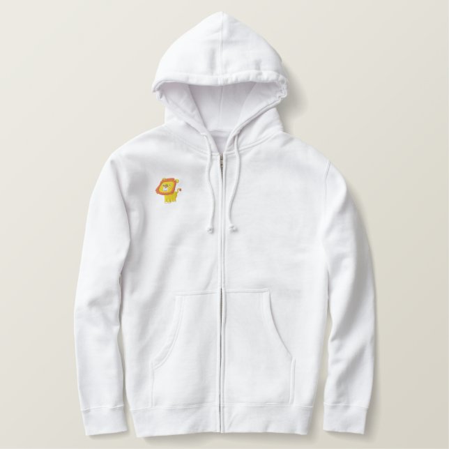 Niedlicher Cartoon rechts Bestickter Hoodie (Design vorne)