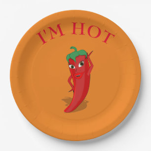 Niedlicher Cartoon Red Hot Pepper Diva Pappteller