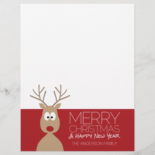 Niedlicher Cartoon Reindeer - Frohe Weihnachtsgrüß (Vorderseite)