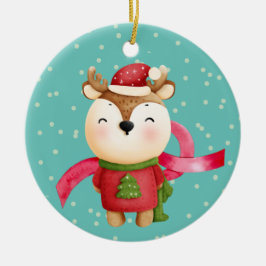 Niedlicher Cartoon Reindeer Grandchild Weihnachten Keramik Ornament