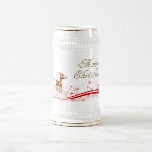 Niedlicher Cartoon Reindeer Weihnachten Bierglas