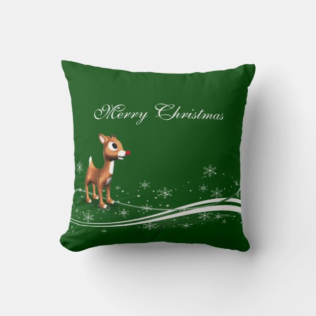 Niedlicher Cartoon Reindeer Weihnachten Kissen (Vorderseite)