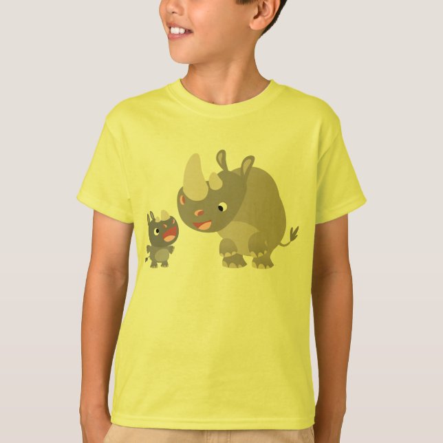 Niedlicher Cartoon Rhino Baby & Big Rhino Kinder T T-Shirt (Vorderseite)
