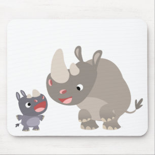 Niedlicher Cartoon Rhino Baby & Big Rhino Mousepad