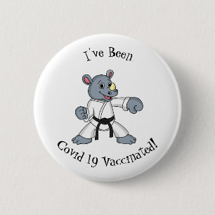 Niedlicher Cartoon Rhino kung fu Cartoon Button