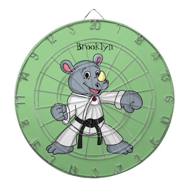 Niedlicher Cartoon Rhino kung fu Cartoon Dartscheibe (vorne)