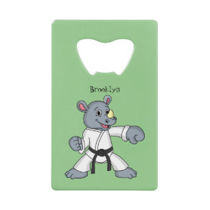 Niedlicher Cartoon Rhino kung fu Cartoon Geldbeutel Flaschenöffner