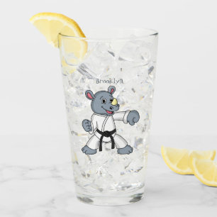 Niedlicher Cartoon Rhino kung fu Cartoon Glas