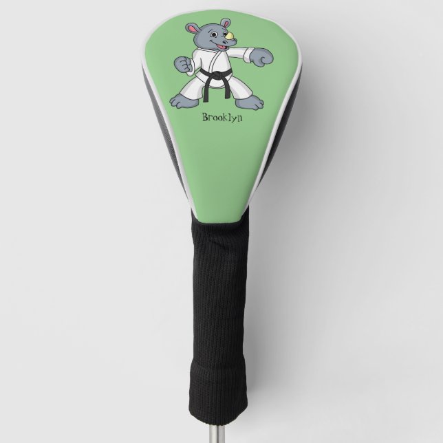 Niedlicher Cartoon Rhino kung fu Cartoon Golf Headcover (Vorderseite)