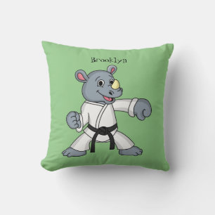 Niedlicher Cartoon Rhino kung fu Cartoon Kissen