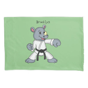 Niedlicher Cartoon Rhino kung fu Cartoon Kissenbezug