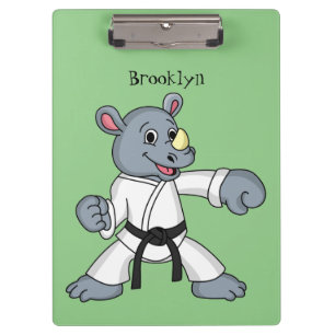 Niedlicher Cartoon Rhino kung fu Cartoon Klemmbrett