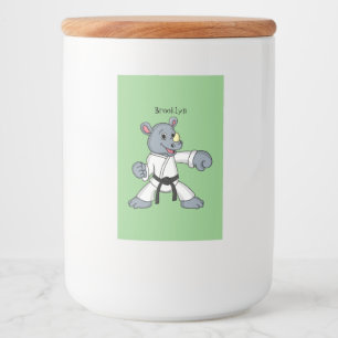 Niedlicher Cartoon Rhino kung fu Cartoon Lebensmitteletikett