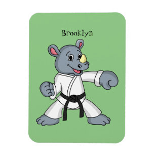 Niedlicher Cartoon Rhino kung fu Cartoon Magnet