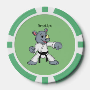 Niedlicher Cartoon Rhino kung fu Cartoon Pokerchips