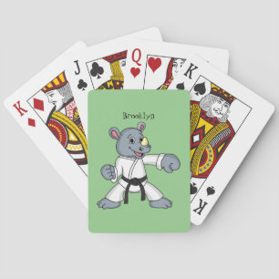 Niedlicher Cartoon Rhino kung fu Cartoon Spielkarten