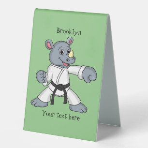 Niedlicher Cartoon Rhino kung fu Cartoon Tischaufsteller