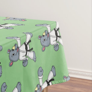 Niedlicher Cartoon Rhino kung fu Cartoon Tischdecke