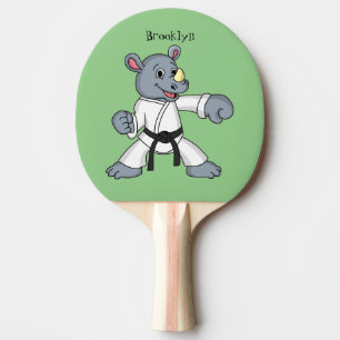 Niedlicher Cartoon Rhino kung fu Cartoon Tischtennis Schläger