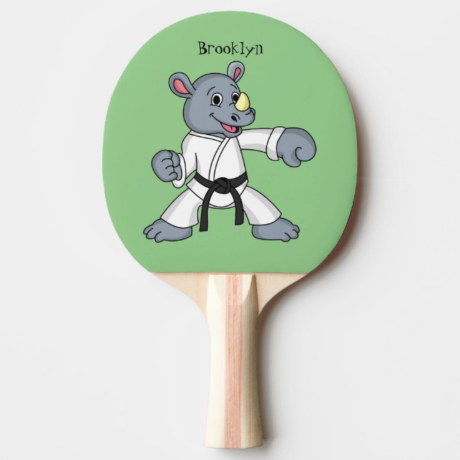 Niedlicher Cartoon Rhino kung fu Cartoon Tischtennis Schläger (Vorderseite)