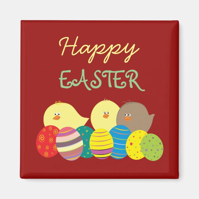 Niedlicher Cartoon Rinder und Eier Ostern Magnet (Vorne)