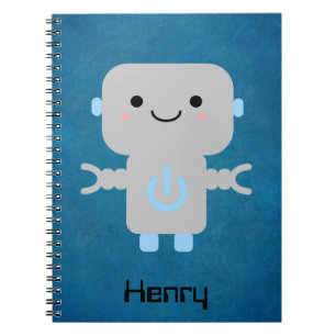 Niedlicher Cartoon Robot Blue Notizblock
