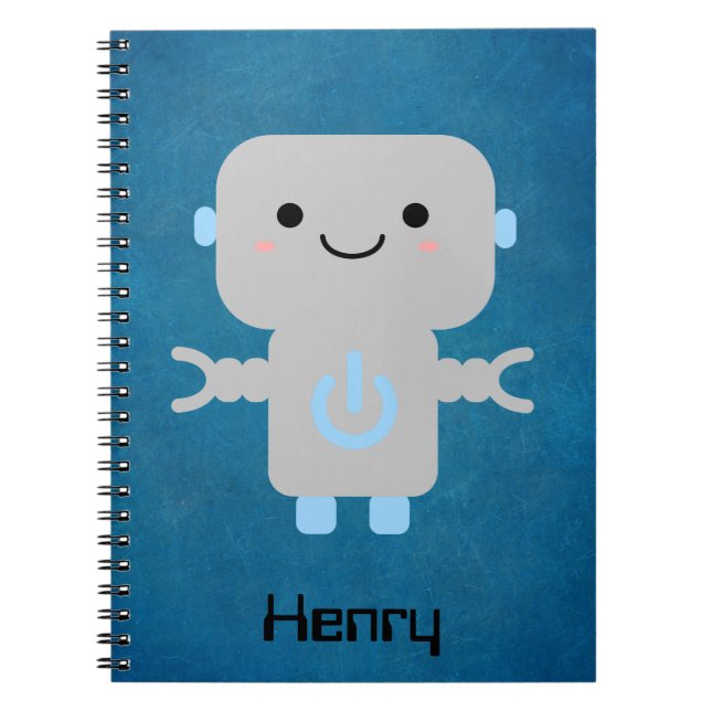 Niedlicher Cartoon Robot Blue Notizblock (Vorderseite)