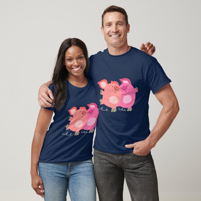 Niedlicher Cartoon Roller-Skaten-Schweine-T - Shir T-Shirt (Unisex)
