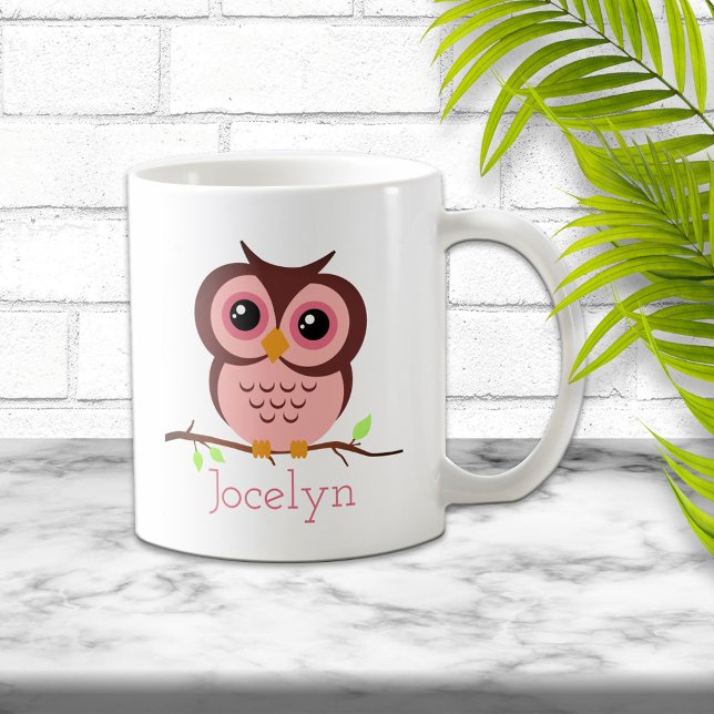 Niedlicher Cartoon Rosa Owl Kaffeetasse (Von Creator hochgeladen)